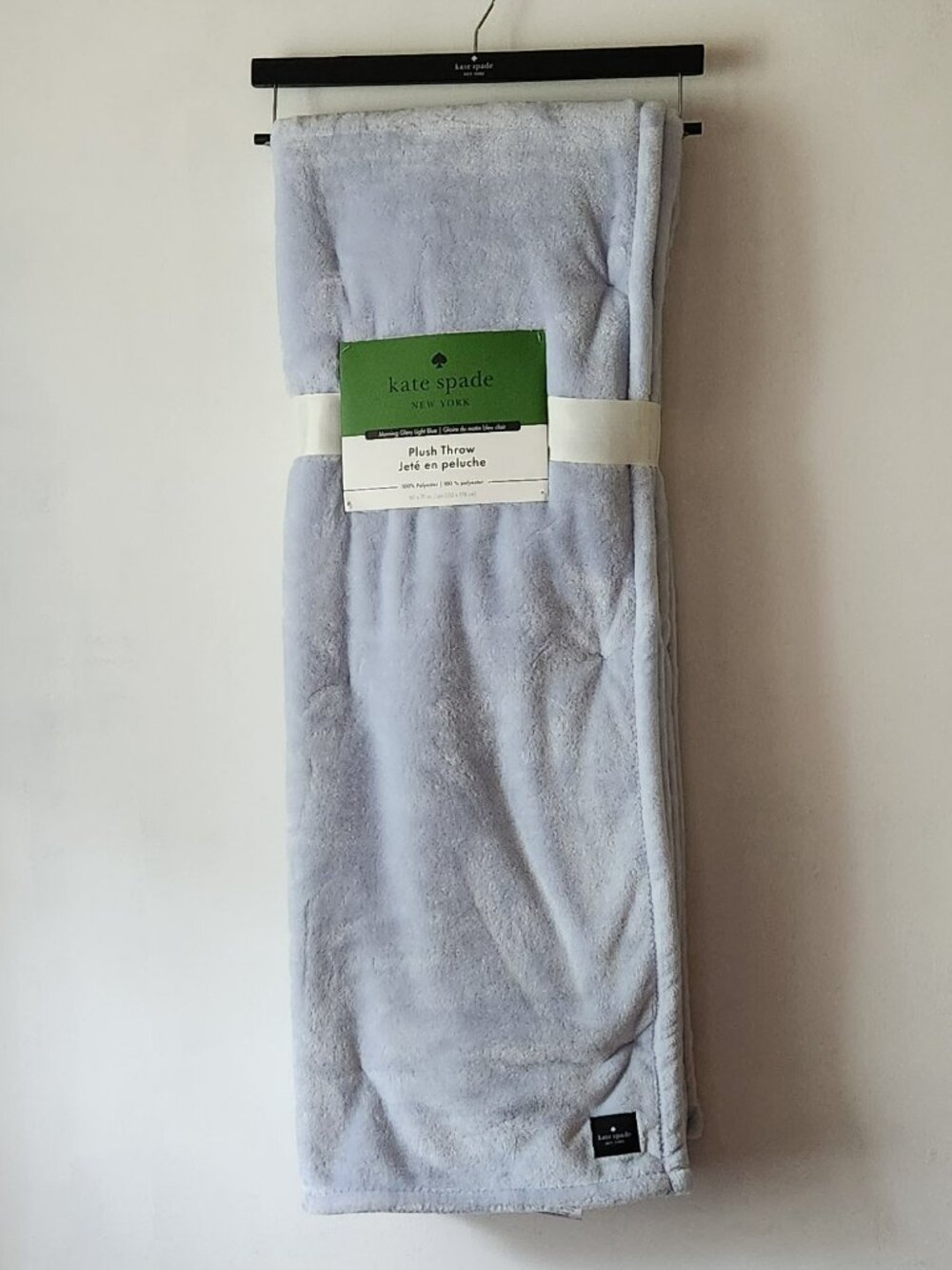 Kate Spade plush blanket ultra soft 60 X 70 Morning Glory Light Blue NWT